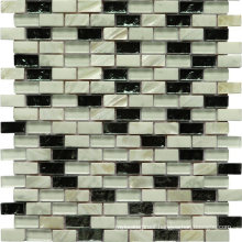 Strip Shape Black Beige Shell Mix Crystal Mosaic for Kitchen